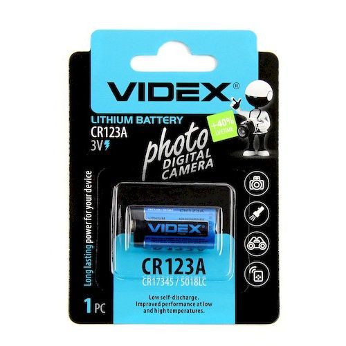 Батарейка CR123 Epliso/Videx Lithium, 3В (1шт)