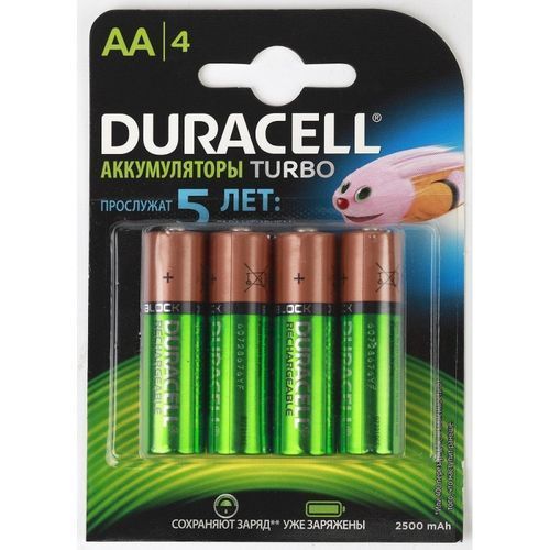Аккумулятор HR06 2,5Ач, Ni-Mh Duracell (4шт)