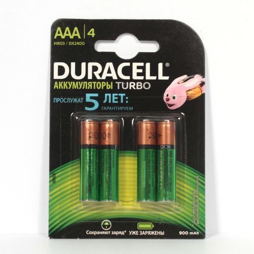Аккумулятор HR03 0,9Ач, Ni-Mh Duracell (4шт)