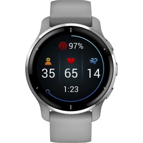 Смарт-часы Garmin Venu 2 Plus GPS Powder Gray Passivated Bezel (серый силикон. браслет, Garmin pay)