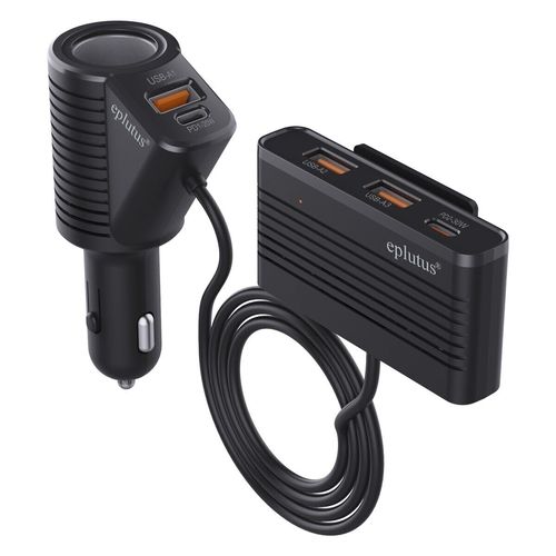 Переходник прик.шт./1 прик.гн.+3USB+Type-C Eplutus FC-225 (120Вт, 3А, QC3.0)